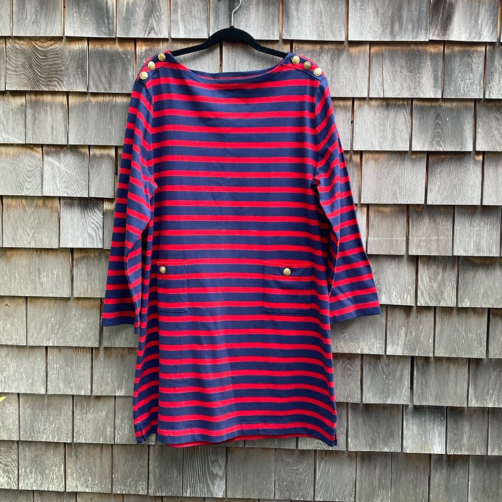J. Crew Striped Red and Blue Dress